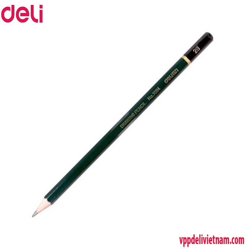 Bút chì thân màu xanh lá Deli 2B 7084 -Thân lục giác - Ảnh 5