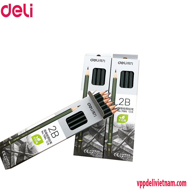 Bút chì thân màu xanh lá Deli 2B 7084 -Thân lục giác - Ảnh 4