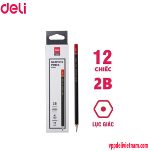 Bút chì cao cấp 2B Deli U248 thân đen - Thân lục giác