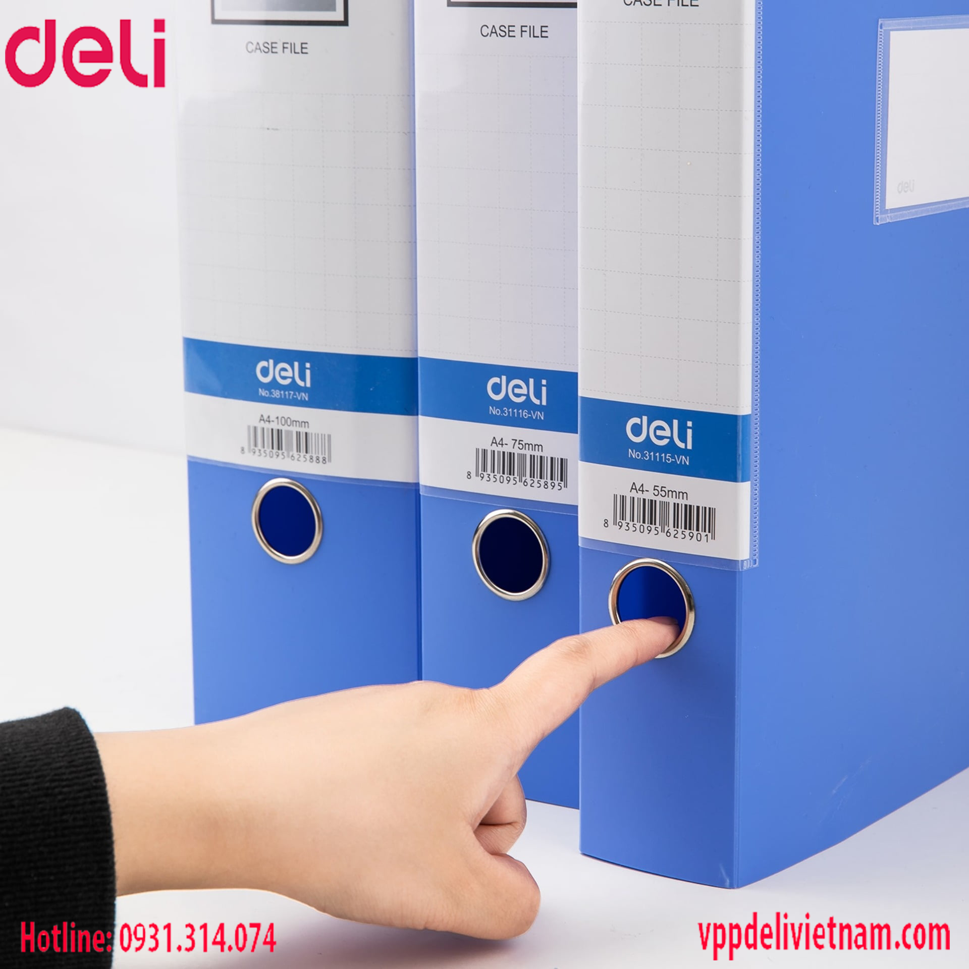 Bìa hộp 7cm Deli W31116 – Màu xanh - Ảnh 8
