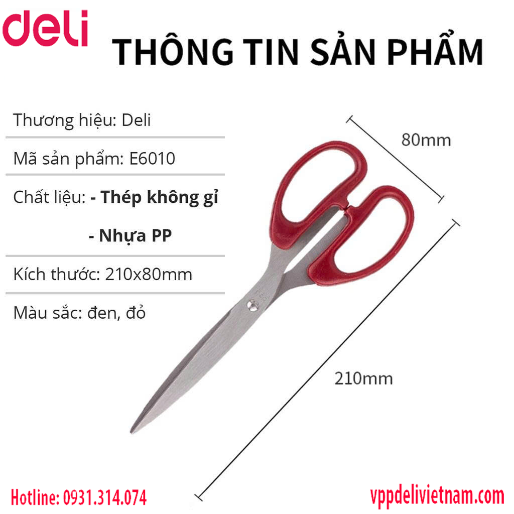 Kéo văn phòng Deli 6010-210mm - Ảnh 3