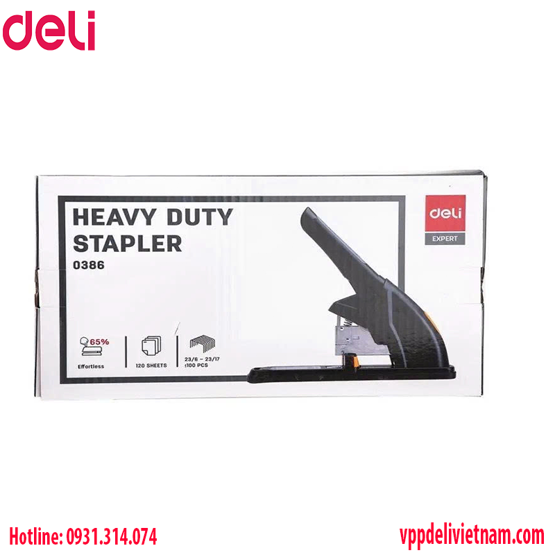 Máy bấm kim 120 tờ Deli E0386 - Màu đen - Ảnh 2