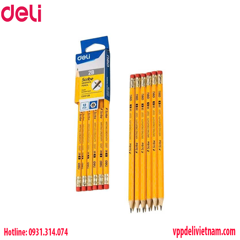 Bút chì Deli EC037-2B thân lục giác giá rẻ