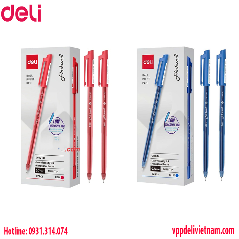 Bút bi giá rẻ Deli EQ100 đầu 0.7mm