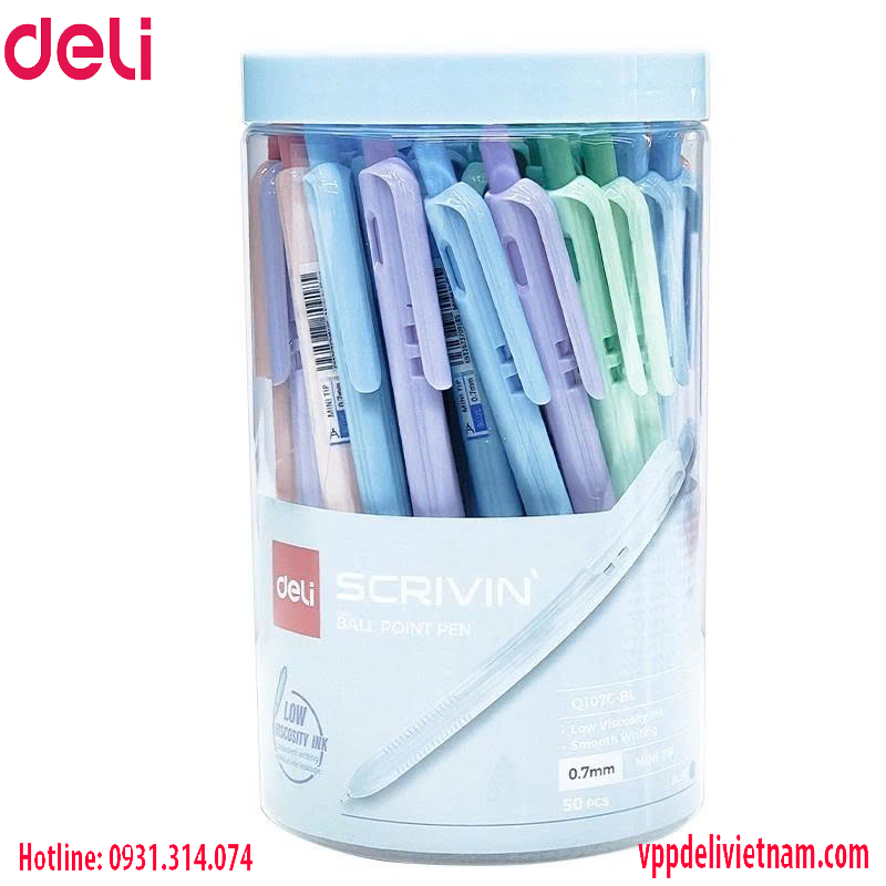 Bút bi dầu bấm Deli EQ107C 0.7mm - Ảnh 3
