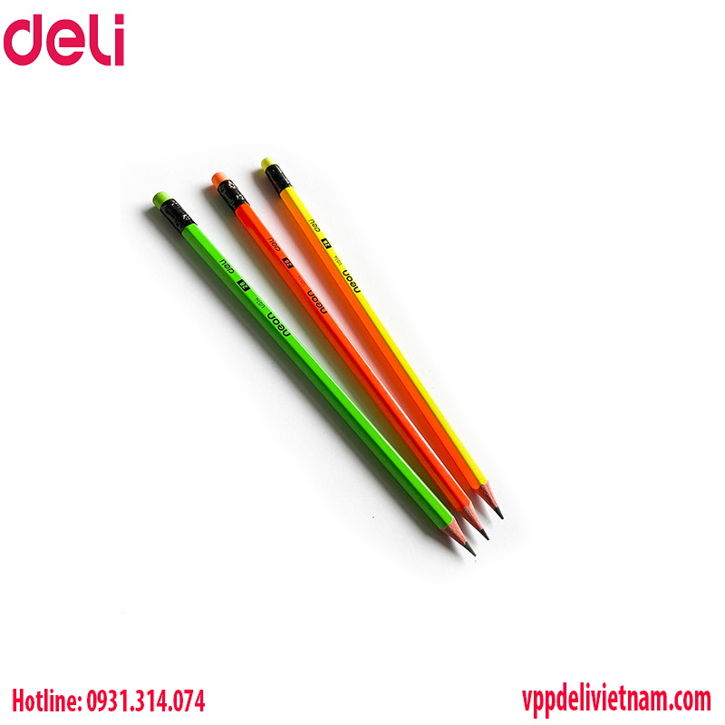 Bút Chì Neon Deli WU51400_2B Thân lục giác - Ảnh 4