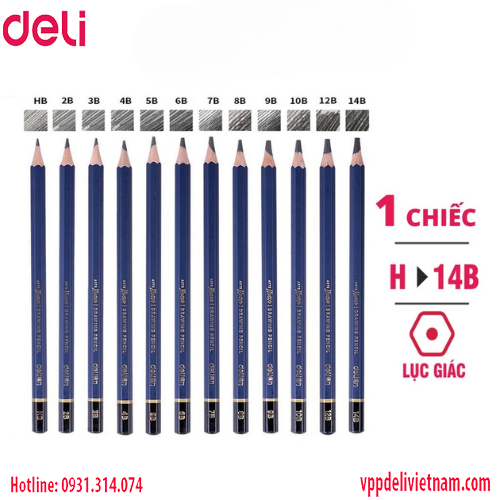 Bút Chì Deli S999 Màu Xanh 2B - HB - Ảnh 4
