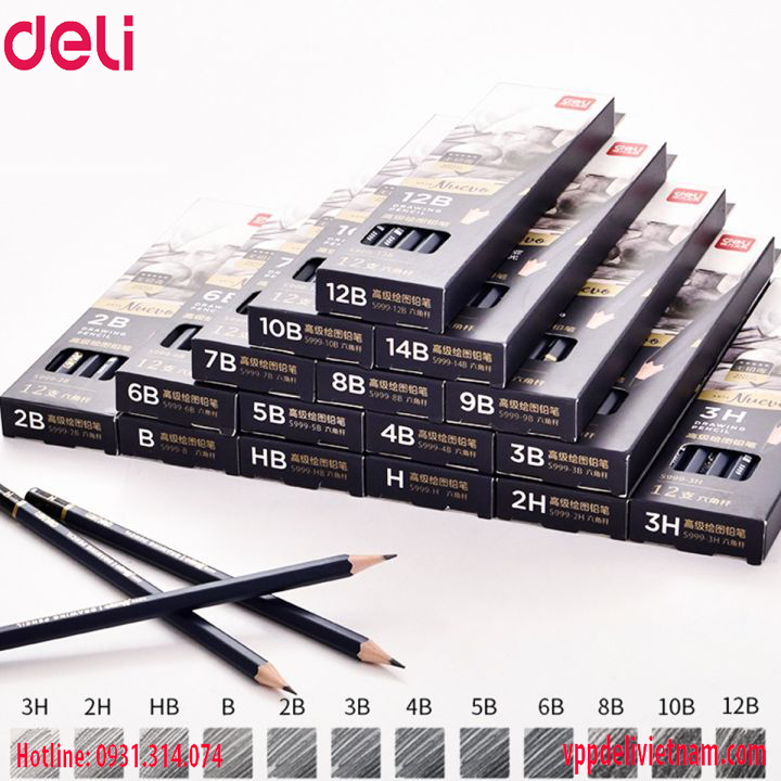 Bút Chì Deli S999 Màu Xanh 2B - HB - Ảnh 5
