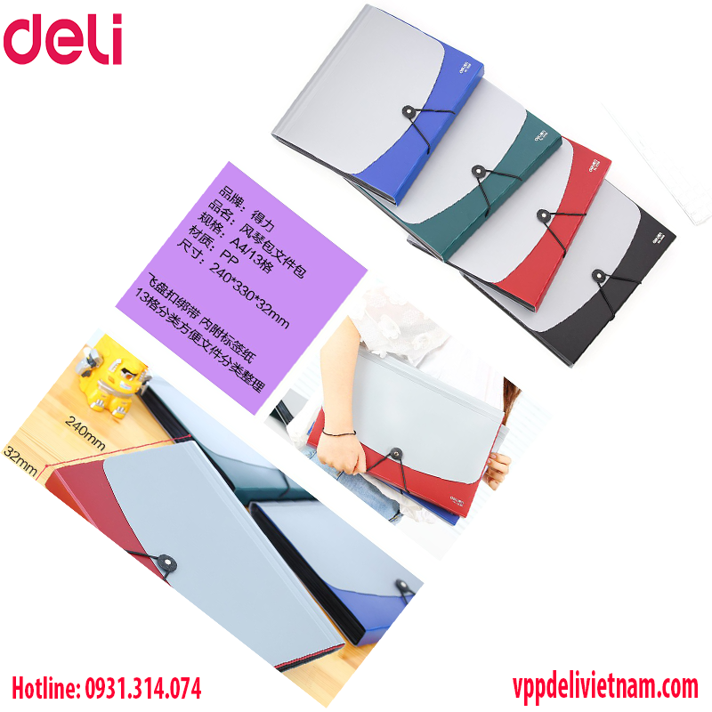 Cặp tài liệu Deli E5558 – Cặp hồ sơ 12 ngăn - Ảnh 4