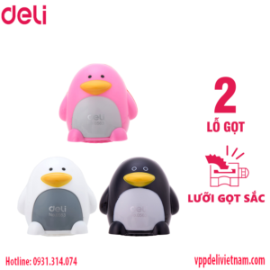 Gọt chì Deli E0563 hình chim cánh cụt - 2 Lỗ gọt