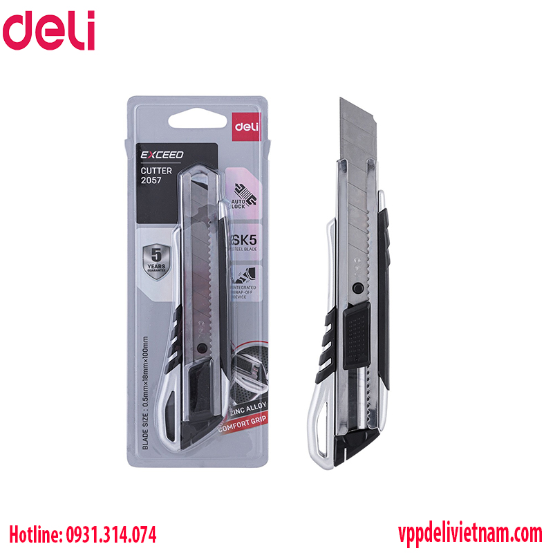 Dao rọc giấy lớn Deli E2057 lưỡi dao 18mm – Thân thép - Ảnh 4