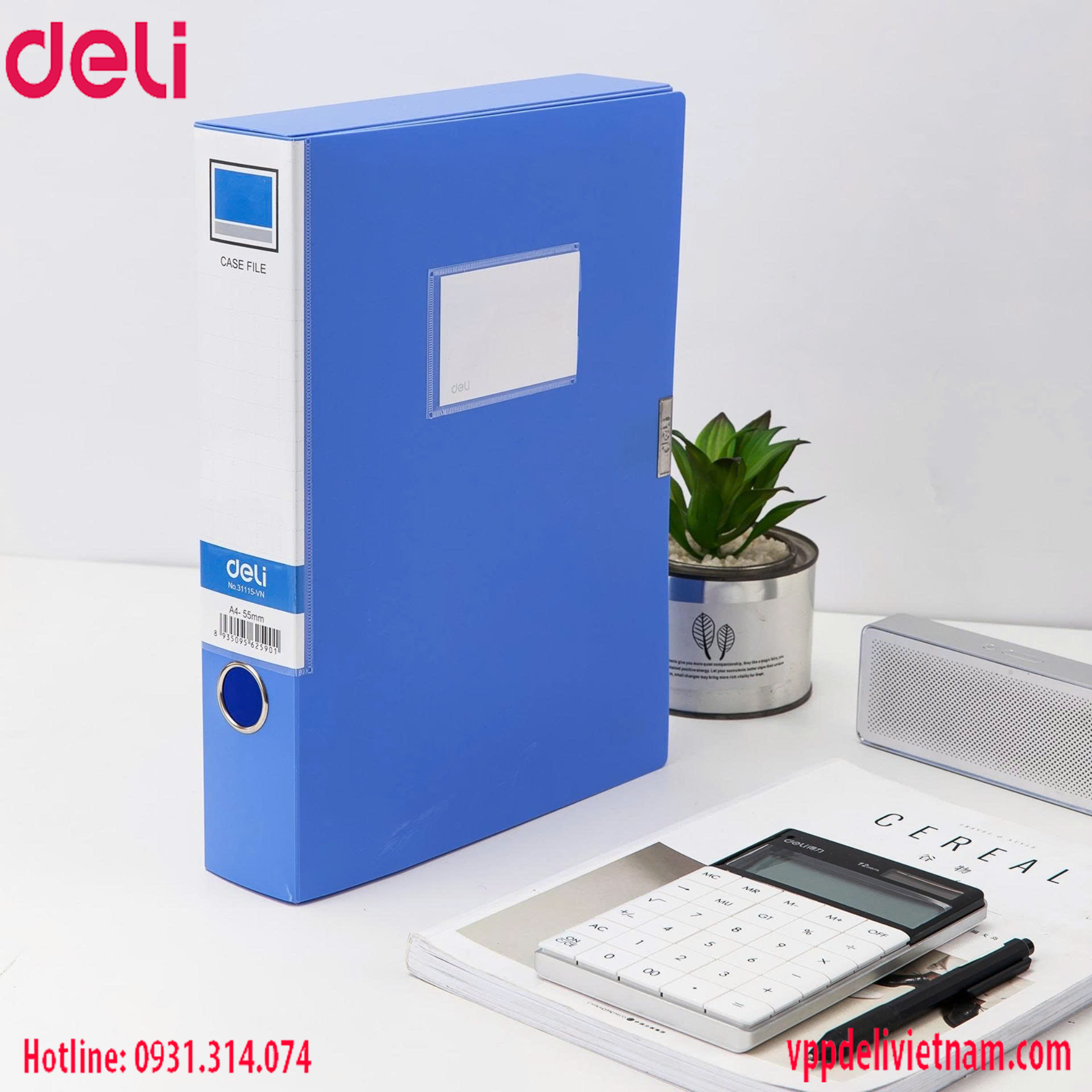 Bìa hộp 7cm Deli W31116 – Màu xanh - Ảnh 2