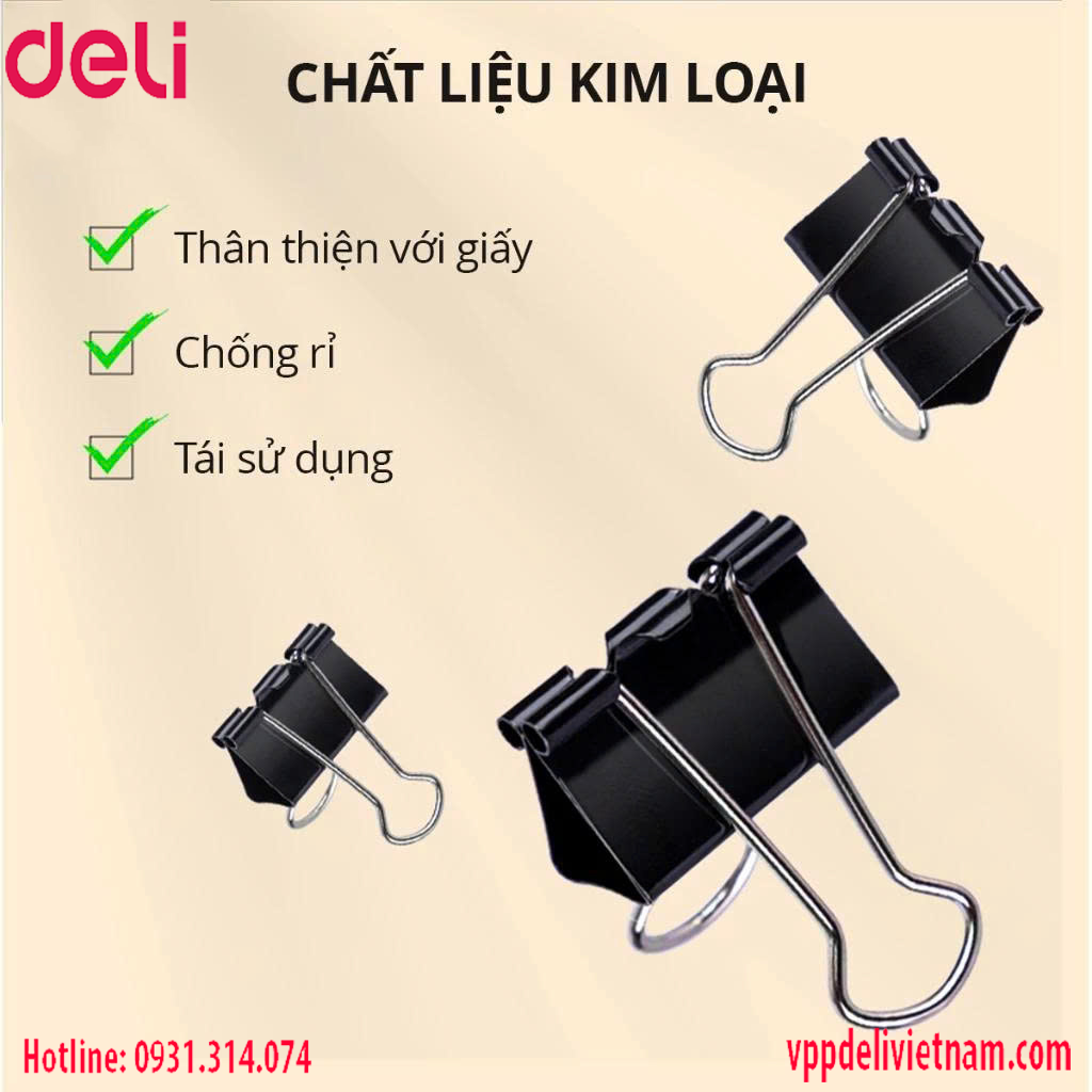 Kẹp bướm đen Deli EZ62 – 41mm - Ảnh 3