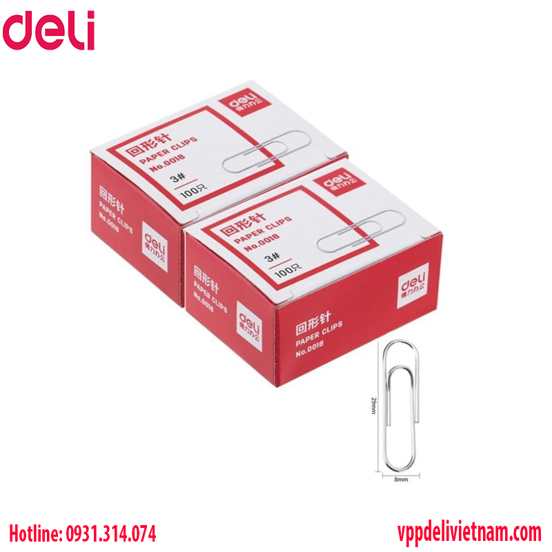 Kẹp giấy đầu tròn Deli E0018 – 25mm