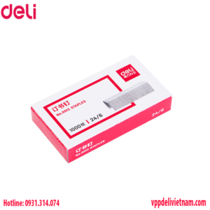 Kim bấm số 03 Deli E0012 Màu bạc 24/6 - 15 tờ
