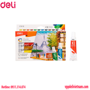 Màu acrylic Deli EC12-12 – 12 màu, 12ml