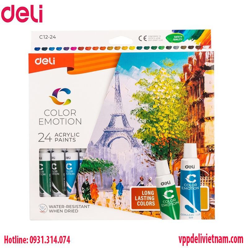 Màu acrylic Deli EC12-24 màu, 12ml