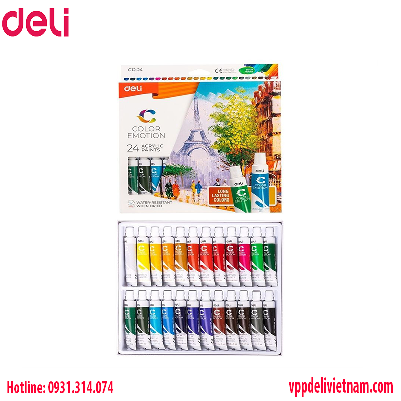 Màu acrylic Deli EC12-24 màu, 12ml - Ảnh 3