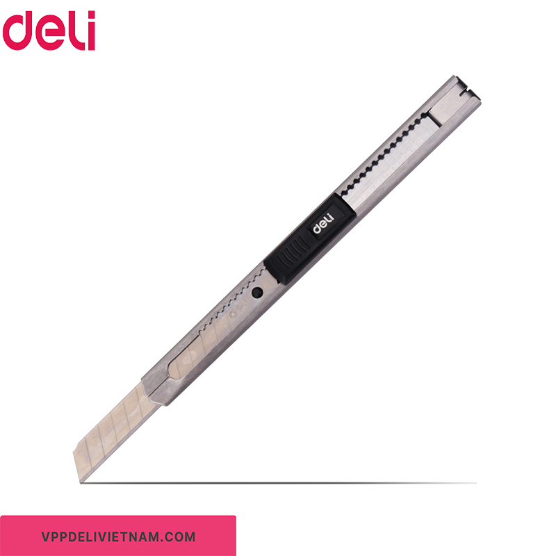 Dao rọc giấy nhỏ Deli 2058 thân inox – Lưỡi dao 9mm