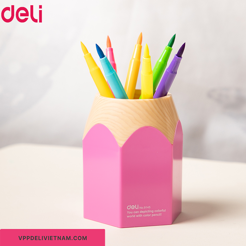Hộp cắm bút học sinh Deli E9147 – Hình bút chì ngộ nghĩnh - Ảnh 4