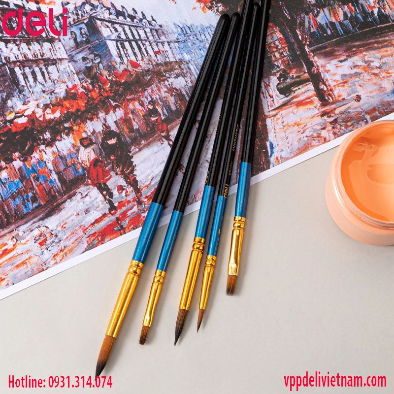 Bộ combo cọ mỹ thuật Deli EC405 – Lông nylon - Ảnh 4