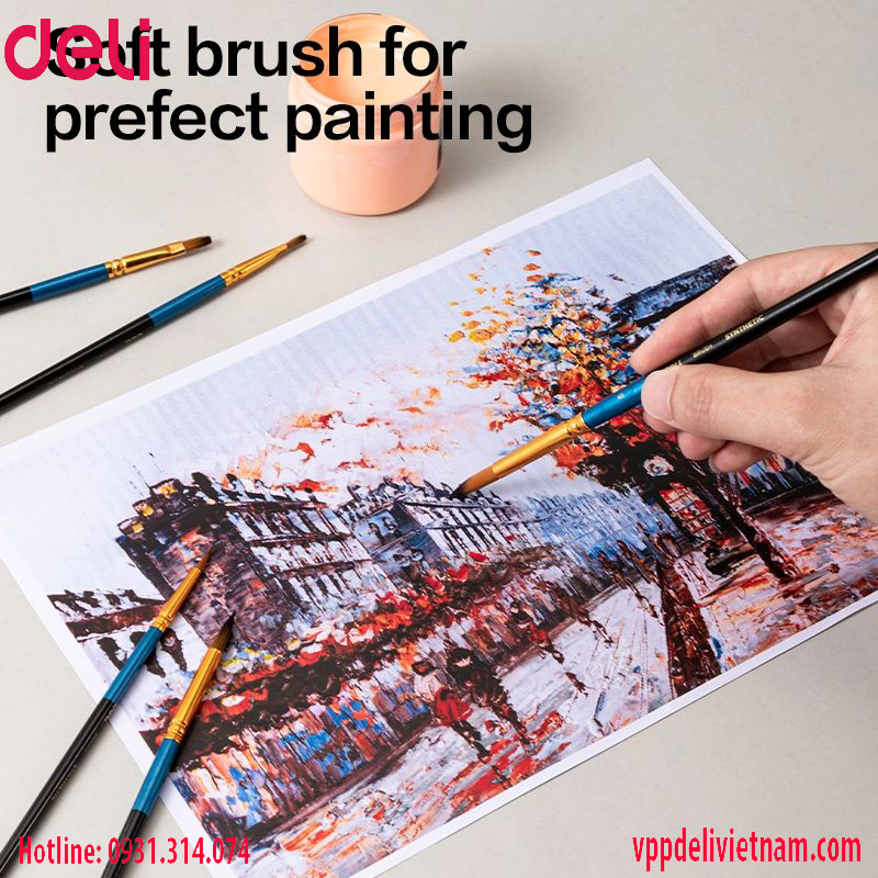 Bộ combo cọ mỹ thuật Deli EC405 – Lông nylon - Ảnh 2