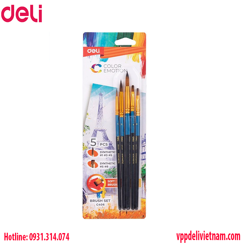 Bộ combo cọ mỹ thuật Deli EC405 – Lông nylon