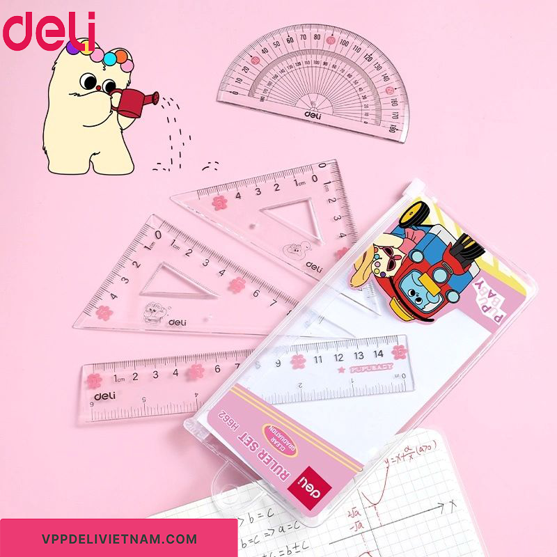 Bộ thước học sinh 15cm Deli EH662 – Hộp nhựa - Ảnh 4