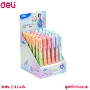 Bút bi 0.7mm 4 màu Deli CQ183 - Hoa Anh Đào