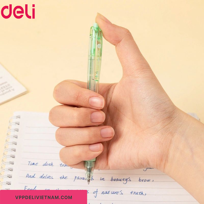 Bút bi bấm màu xanh Deli EQ150C – Đầu 0.7mm - Ảnh 4