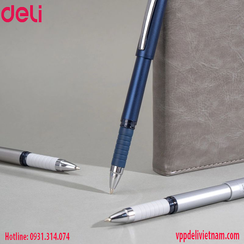 Bút bi Deli-EQ126- mực xanh nắp đậy - Ảnh 4