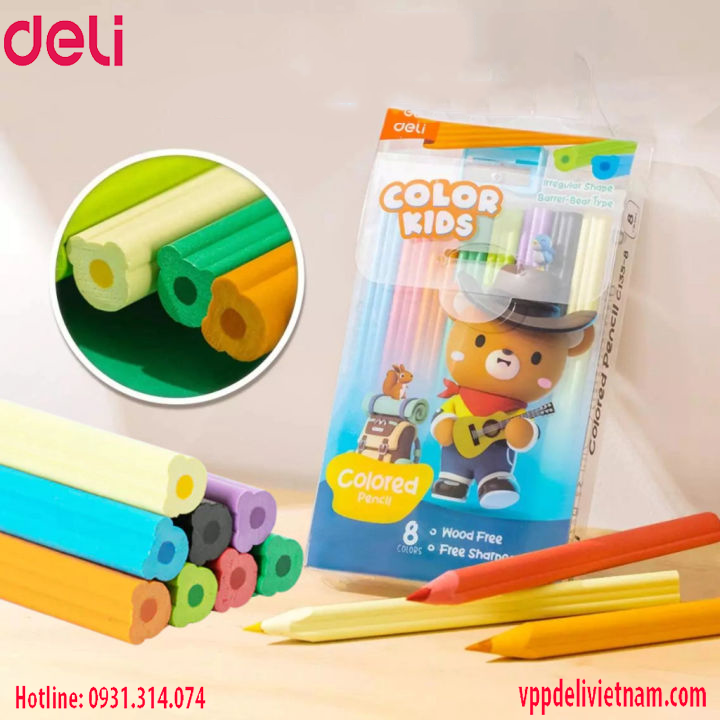 Bút chì màu dạng túi PET Deli EC135 – 8 màu - Ảnh 2