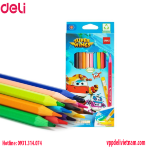Bút chì màu thân nhựa Superwings Deli EC126 - 12 màu