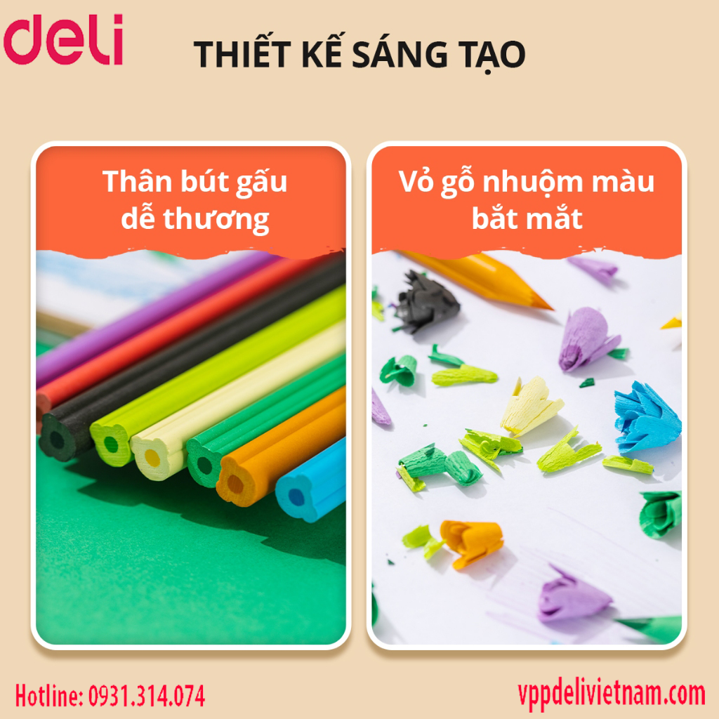Bút chì màu dạng túi PET Deli EC135 – 8 màu - Ảnh 3