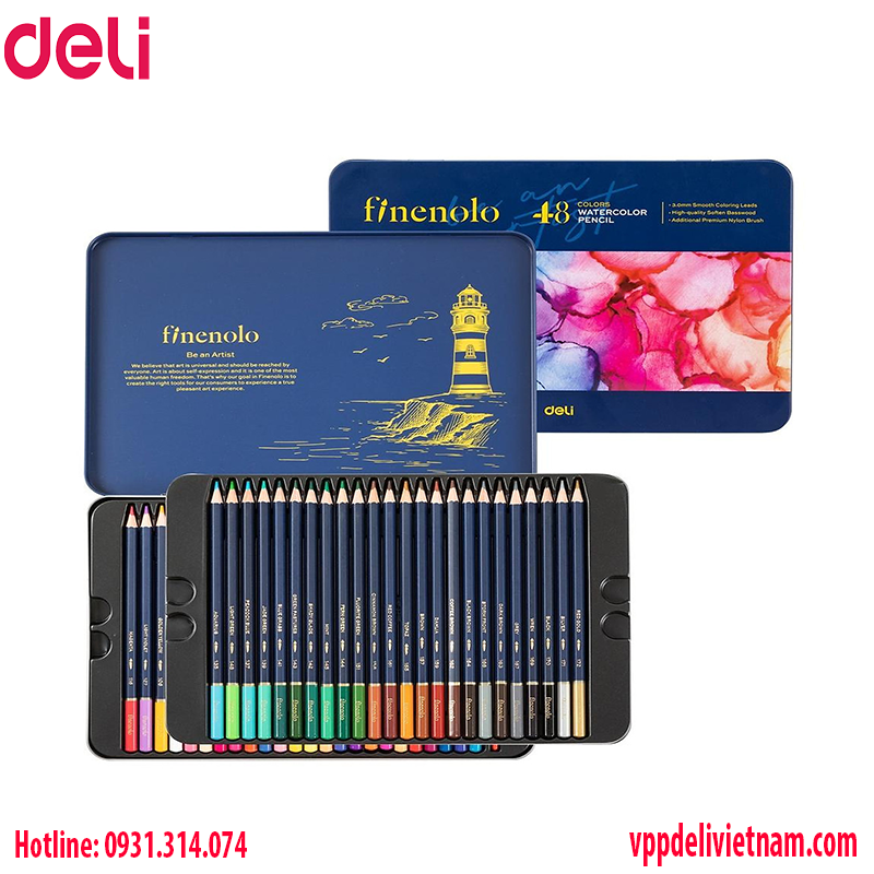Bút chì màu gốc dầu hộp thiếc FINENOLO Deli EC129-48 màu