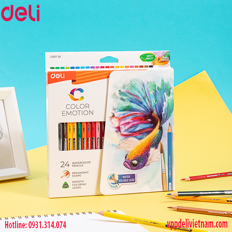 Bút chì màu nước Deli-EC00720 - 24 màu - Ảnh 2
