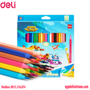 Bút chì màu thân nhựa Superwings Deli EC126 - 24màu