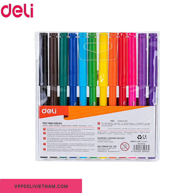 Bút dạ nước 12 màu Deli EC10003 - Ảnh 3