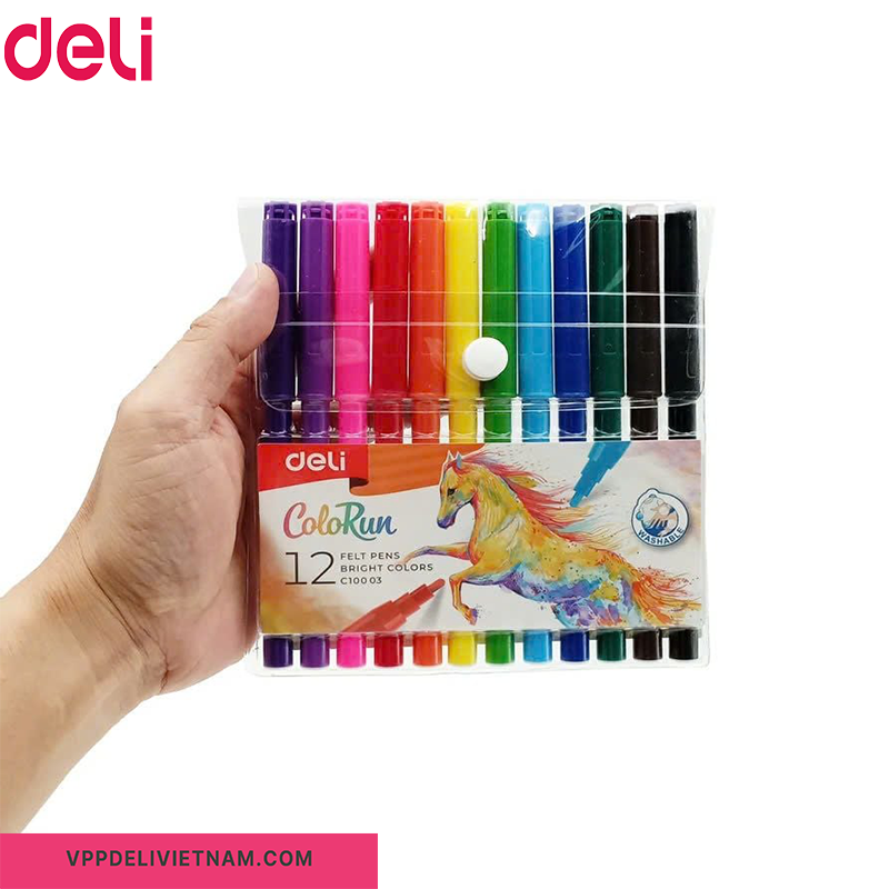 Bút dạ nước 12 màu Deli EC10003 - Ảnh 4