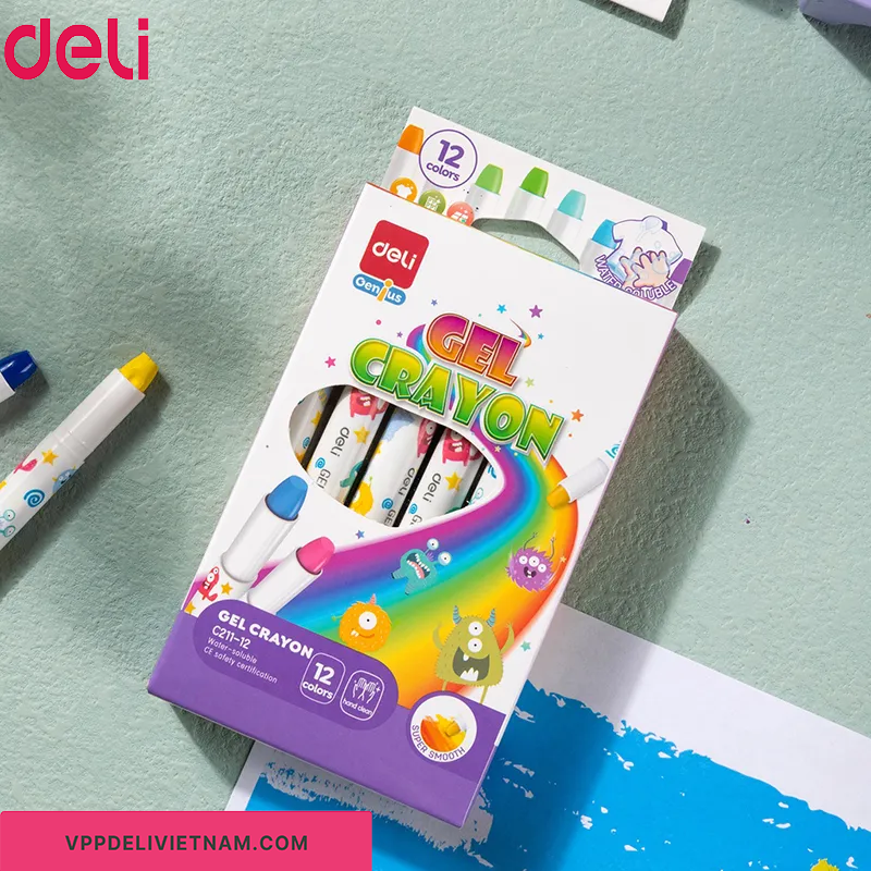 Bút sáp màu gel Deli EC211 – Bộ 12/24 màu - Ảnh 2