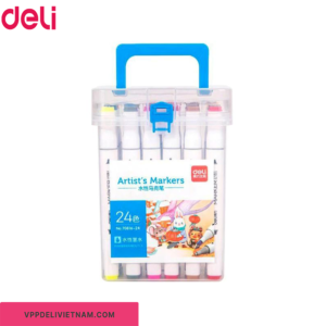 Bút lông màu vẽ 24 màu 2 đầu Artist’s Marker Deli 70816-24 Hộp nhựa