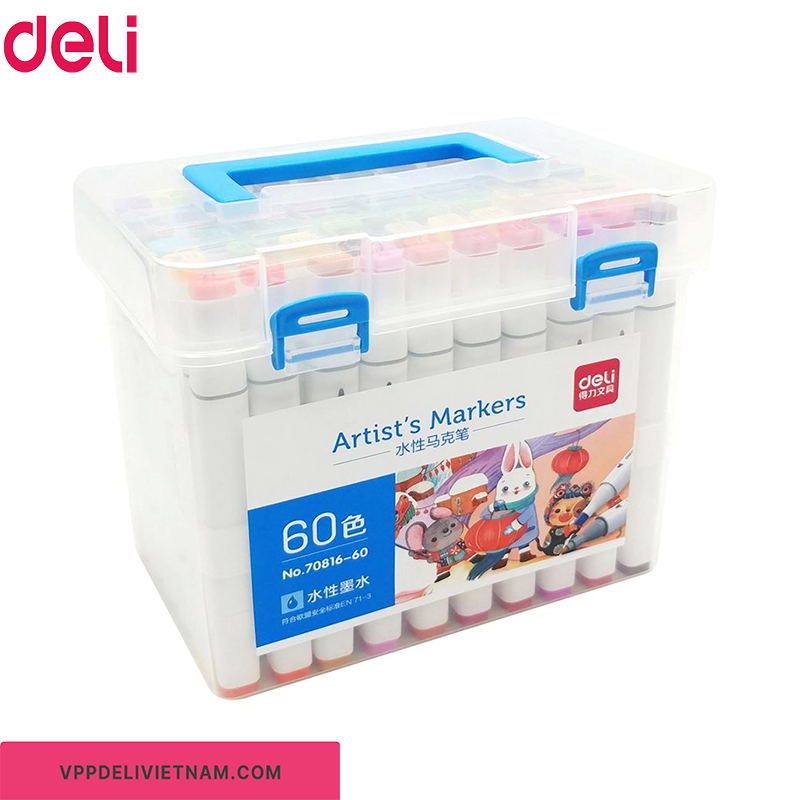 Bút lông màu vẽ 2 đầu Artist’s Marker Deli 70816 - 60 màu