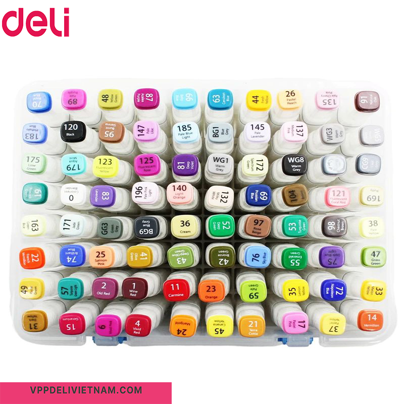 Bút lông màu vẽ 2 đầu Artist’s Marker Deli 70816 - 80 màu - Ảnh 5