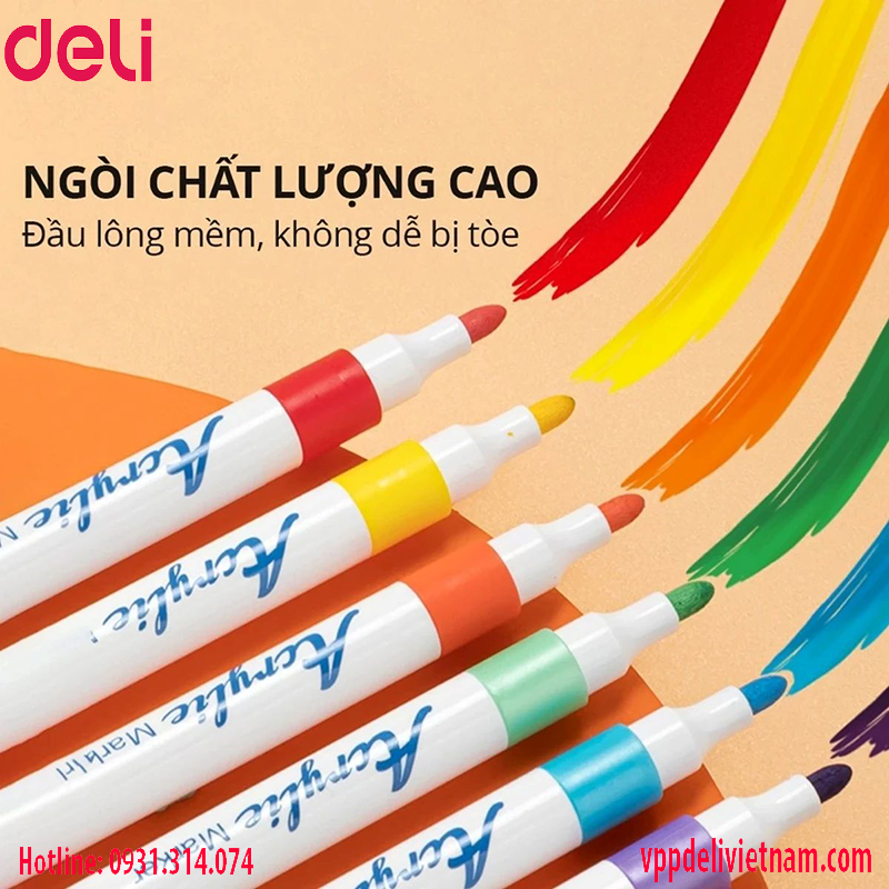 Bút Acrylic Marker Deli HM912 - 12/24/36/48 màu - Ảnh 3