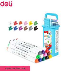 Bút Marker 12 màu gốc nước 2 đầu Deli EC187 -12