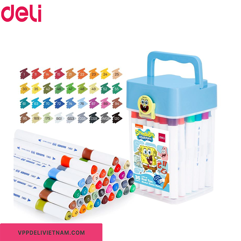 Bút màu vẽ Marker gốc cồn 2 đầu Deli EC188 - 36