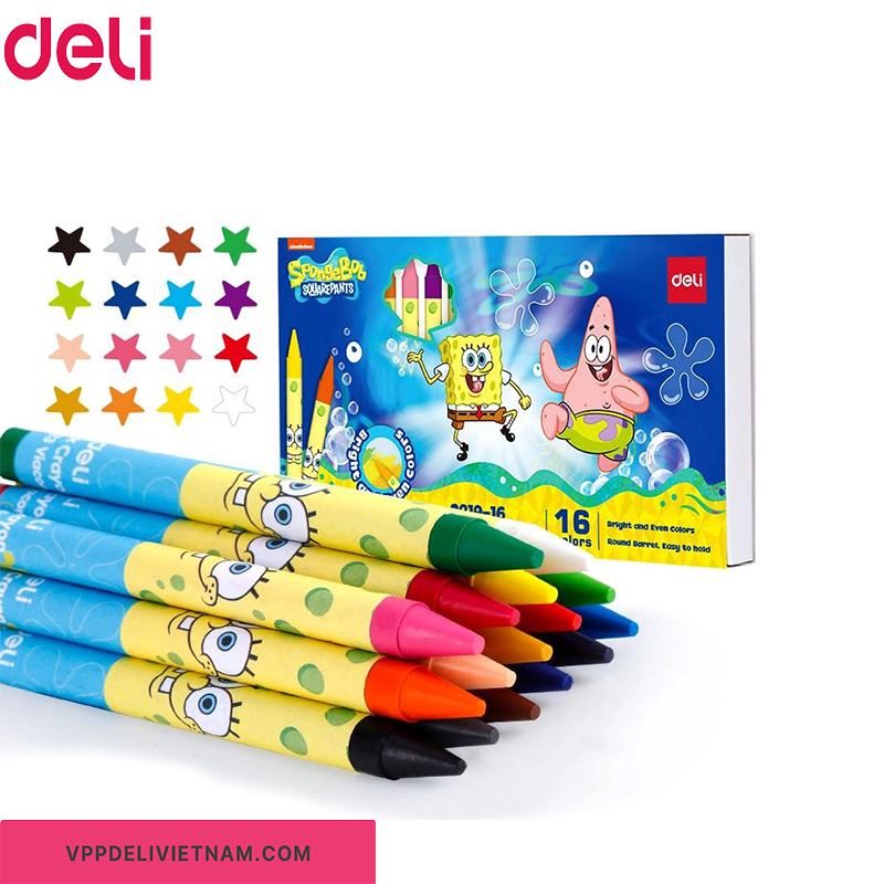 Bút sáp màu Deli EC219 10/16/24 màu – Hình bọt biển - Ảnh 4