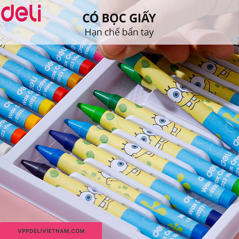 Bút sáp màu Deli EC219 10/16/24 màu – Hình bọt biển - Ảnh 3