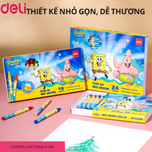Bút sáp màu Deli EC219 10/16/24 màu – Hình bọt biển