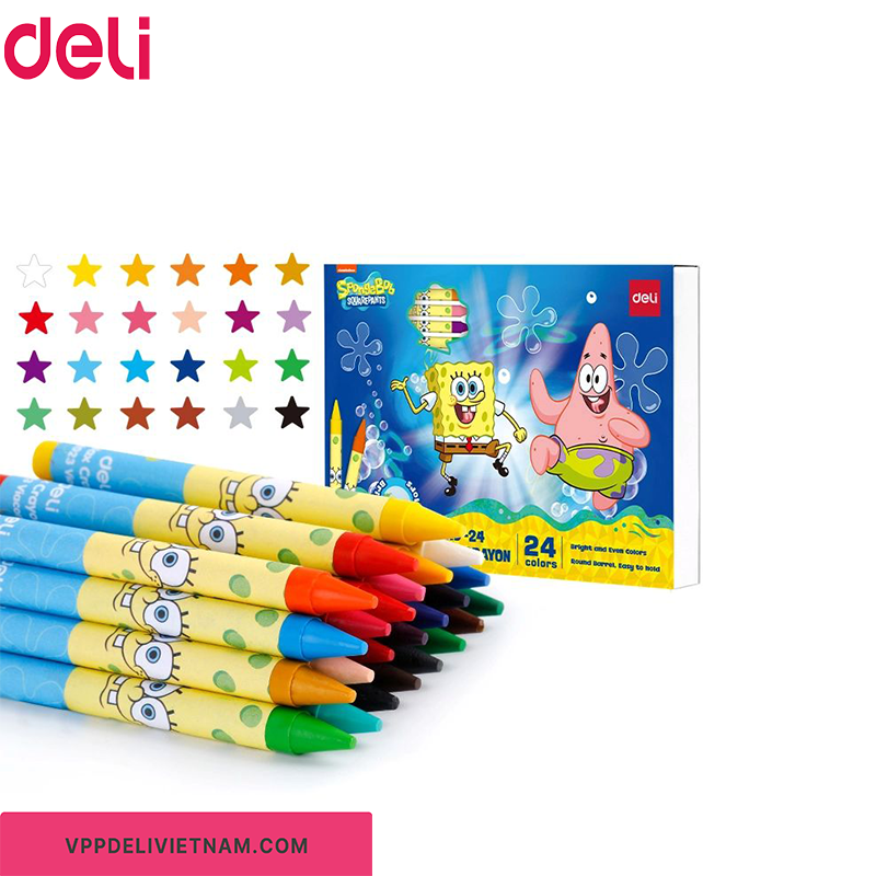 Bút sáp màu Deli EC219 10/16/24 màu – Hình bọt biển - Ảnh 5
